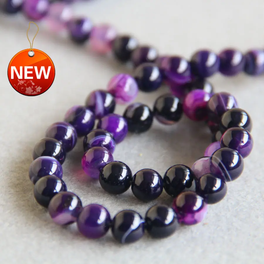 Горячие Продажи 8 мм Мода Новые разноцветные Фиолетовый Природный агат Круглый