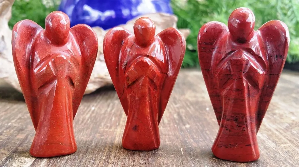 3 шт. новый продукт прекрасная Фигурка Ангел красная яшма исцеляющий Кристалл
