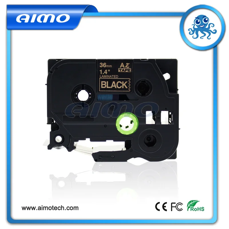 Горячая 5 шт. P-Touch label Клейкие ленты совместимый для брата золото на черном 36 мм tze364