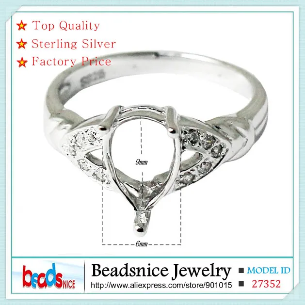 Beadsnice ID27352 Diy Кольца из стерлингового серебра 925 пробы,, высокое качество, полумонтажное кольцо, настройки без камней для дизайнера