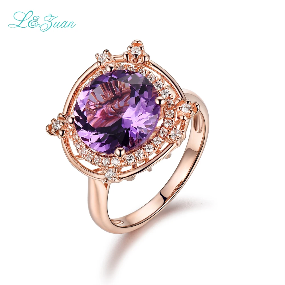 Женское кольцо из серебра 925 пробы с аметистом и зубцом | Украшения аксессуары