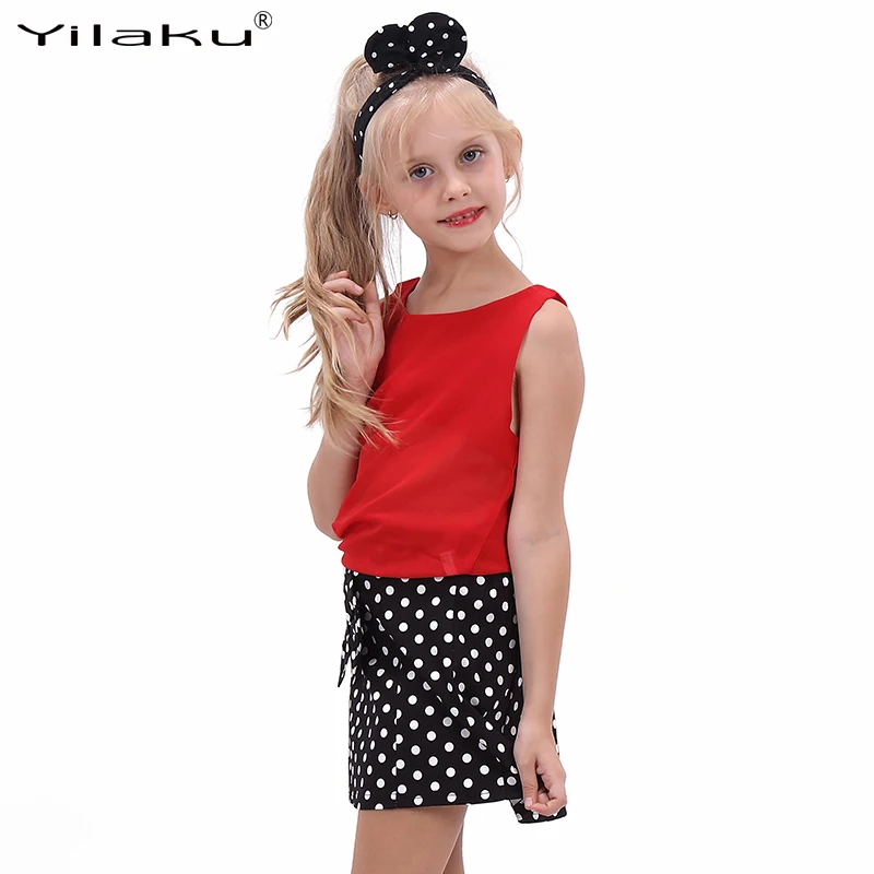 Комплект одежды Yilaku для девочек шифоновая блузка и юбка без рукавов комплект