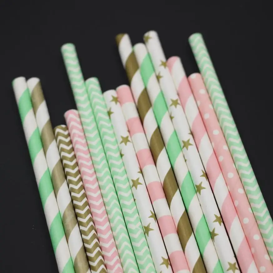 100 шт бумажные соломинки в полоску маленькая звезда горошек вечерние для