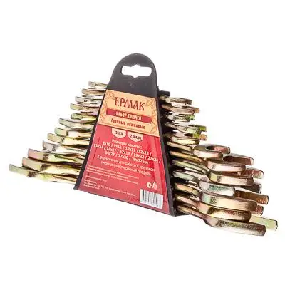 НАБОР КЛЮЧЕЙ РОЖКОВЫХ &quotЕРМАК&quot 6 предметов 8 19 мм 22 12 32 желтый цинк пластик