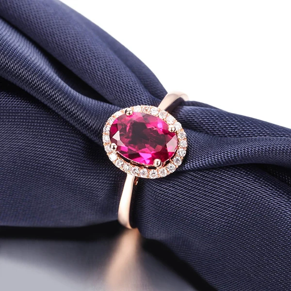 ZOCAI ЗОДИАК драгоценный камень пожарные знаки знаменитостей Природный 1.43CT RUBELLITE красный турмалин бриллиантовое коктейльное кольцо 18 К розовое золото W03412