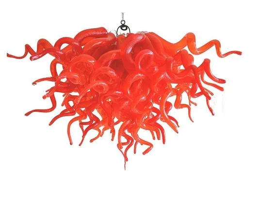 

Modern Design Red Colored Hand Blown Glass Chandelier Contemporary Type Dale Style Glass Material Lighting