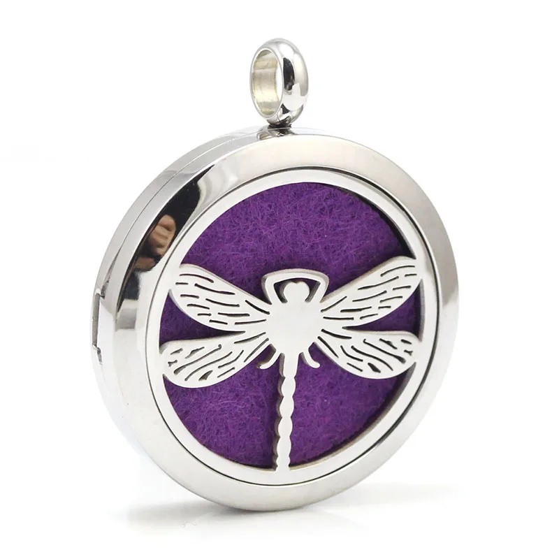 

10pcs/lot 30mm Stainless Steel Dragonfly Aromatherapy Aroma Essential Oil Diffuser Necklace Pendant