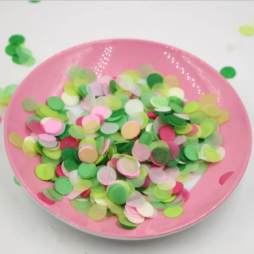 10 мм зеленый розовый Цвет смесь бросая Бумага конфетти Весенний фестиваль Декор
