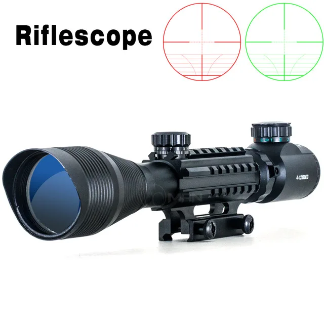 Pro 4-12X50 EG оптический для телескопа, винтовки прицел красный зеленый двойное освещение w/боковые рельсы и крепление для охотника airgun