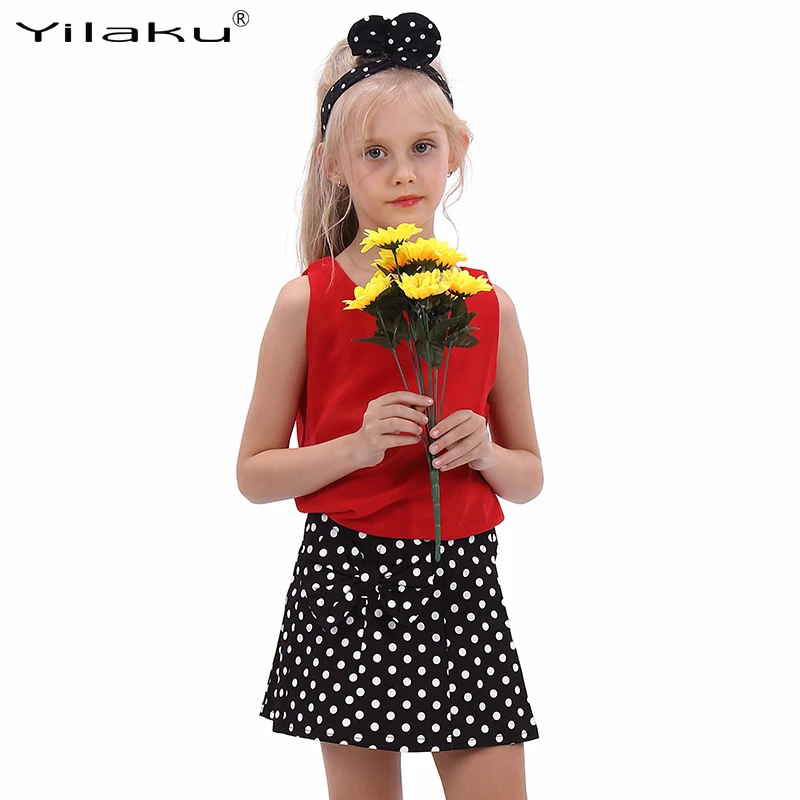 Комплект одежды Yilaku для девочек шифоновая блузка и юбка без рукавов комплект