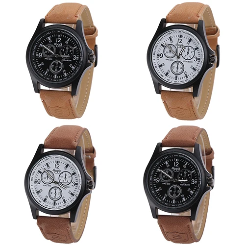 Модная мужская Спортивная Военная искусственного кожаный ремешок аналоговые