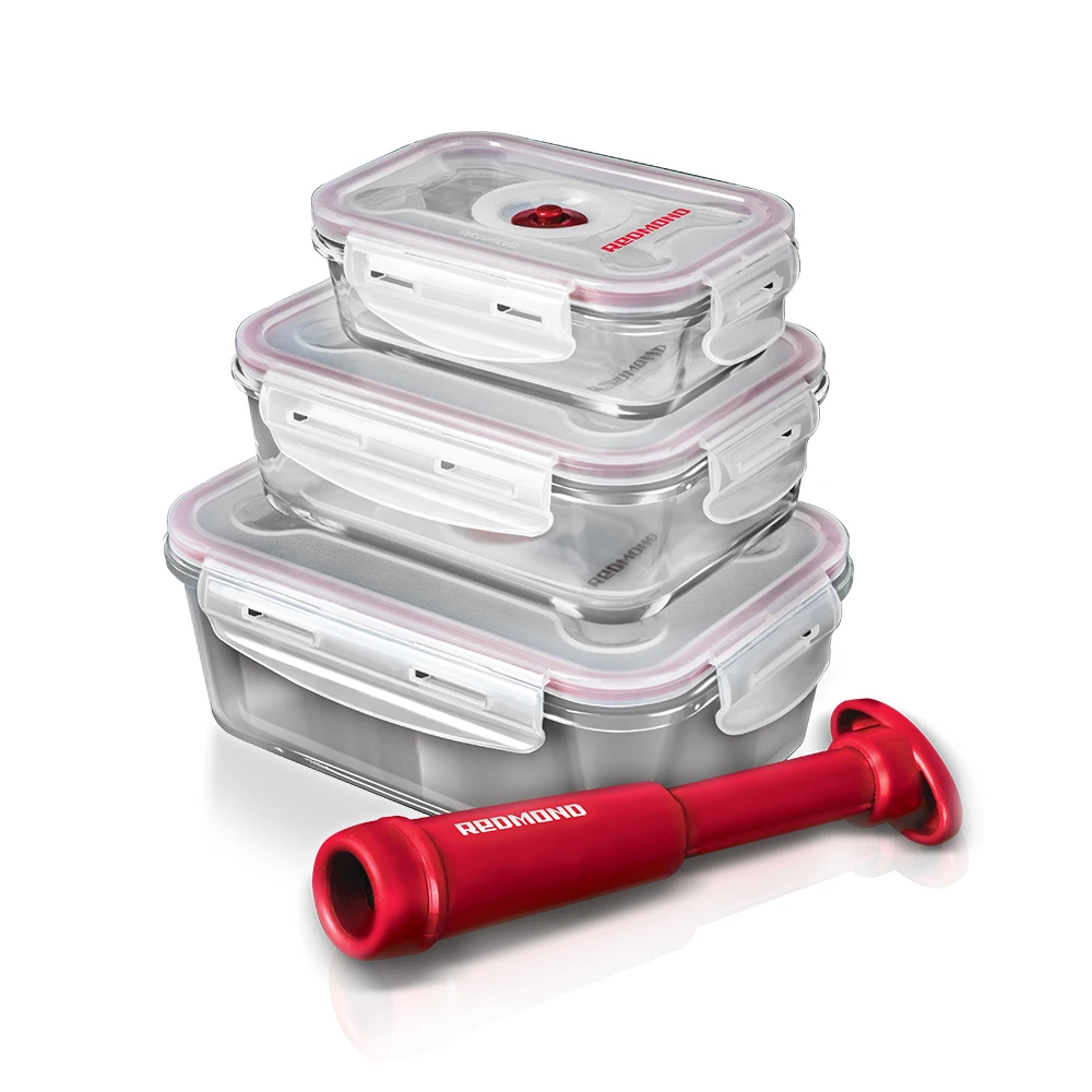 Набор вакуумных контейнеров с помпой REDMOND RAM-VS1 | Бытовая техника