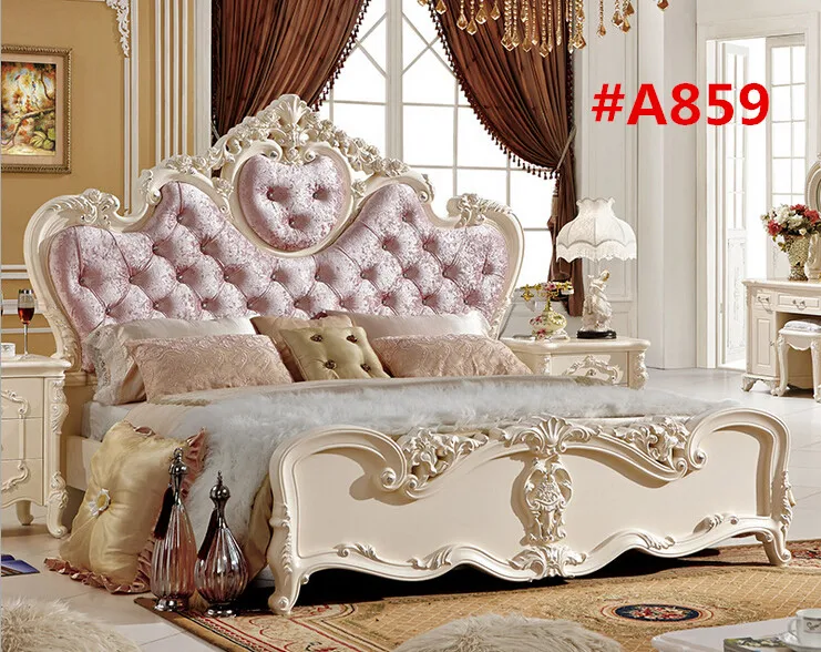 Высококачественная розовая бархатная кровать в французском стиле для принцессы