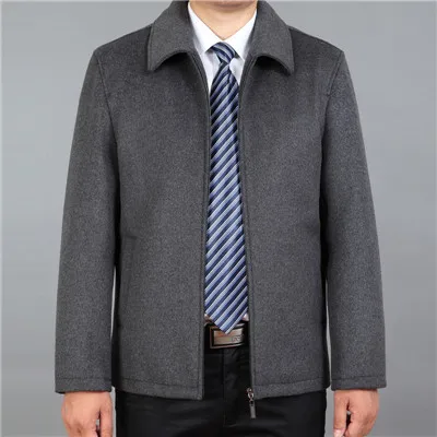 Dark Grey Mu Yuan Yang, повседневные мужские куртки, Весенняя кашемировая куртка, шерстяное пальто для мужчин, с отложным воротником, на молнии, пальто, шерсть, мужские пальто - Цвет: Dark Grey