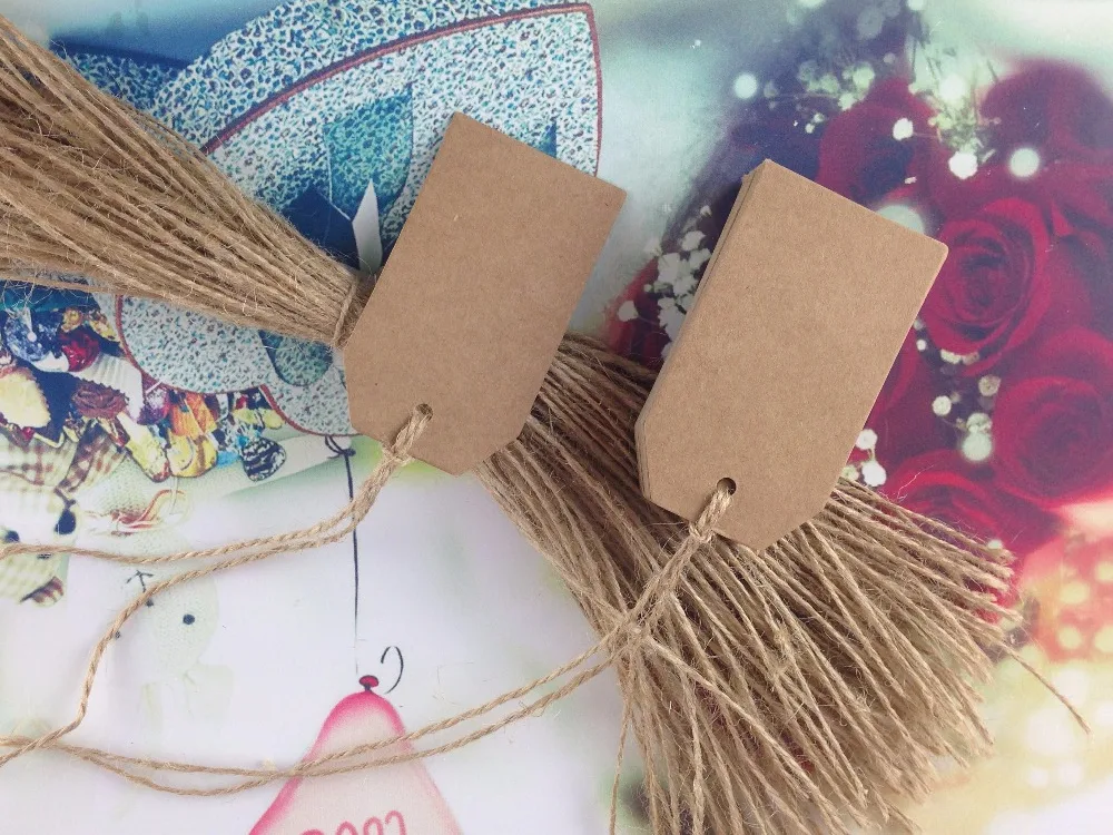 400 шт./лот 7*4 см уголки из крафт картонной бумаги подвесные ценники + шт. конопляных