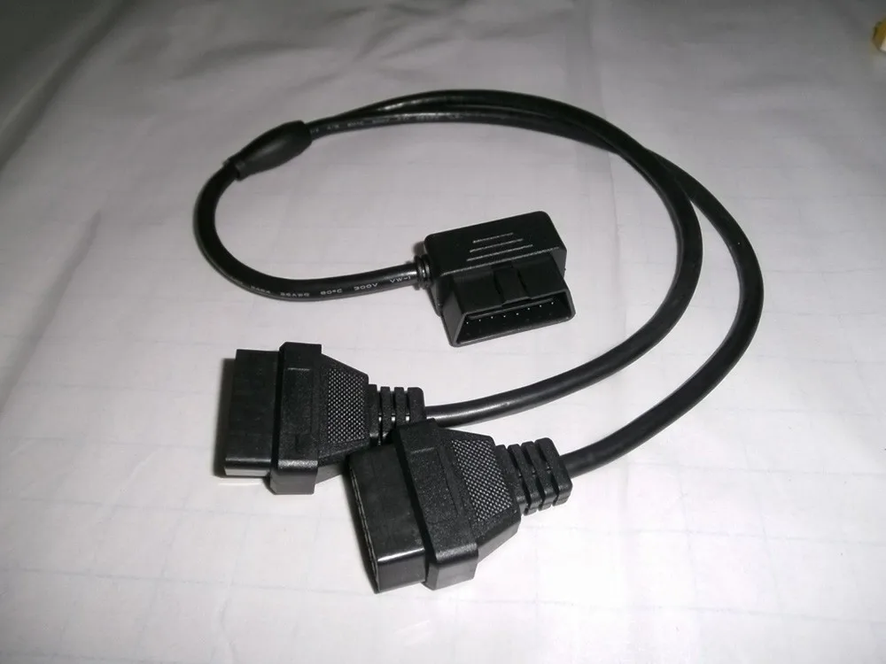 Высокое качество 0,5 м 16 pin OBDII OBD2 сплиттер 16 pin штекер 16 pin Женский удлинитель 90 градусов диагностический кабель elm327 10 шт