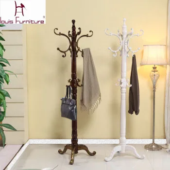 

The new solid wood coatrack landing Pearl white European archaize hangers Wood hangers