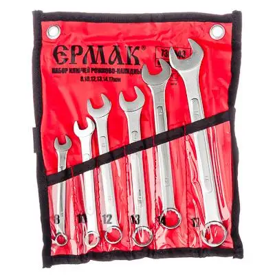 НАБОР КЛЮЧЕЙ РОЖКОВО-НАКИДНЫХ &quotЕРМАК&quot 6 предметов 8-17 мм | Инструменты