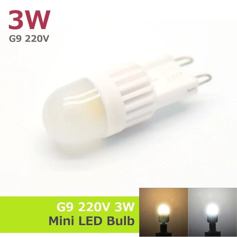 220V 3W мини G9 Керамика теплоотвод светодиодный лампы высокой Мощность