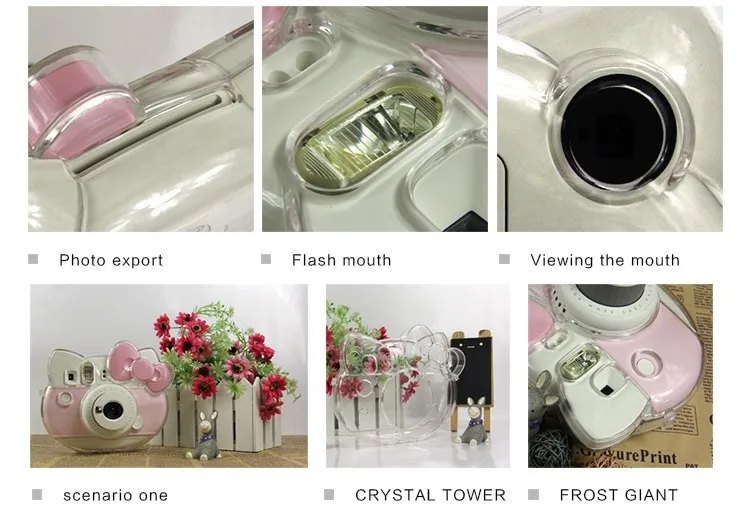 Прозрачная кристаллическая камера Чехол сумка для Fujifilm Instax камера Cheki Instax Mini hello kitty INS MINI KIT Polaroid