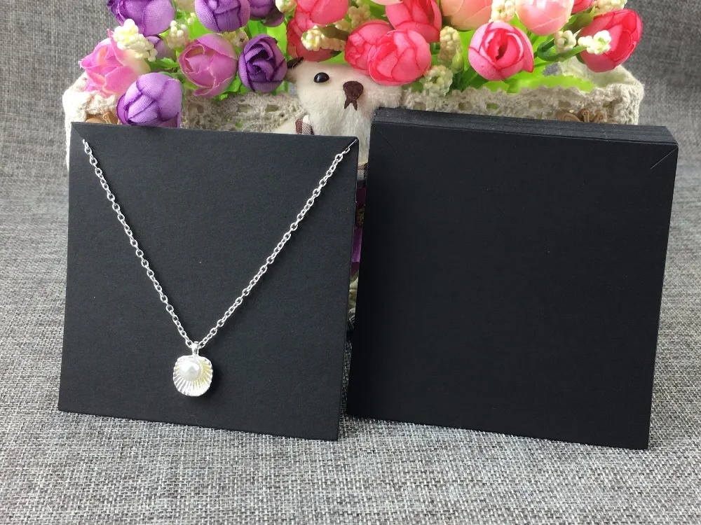 200 шт./лот 10*10 см карточки для ювелирных изделий ожерелья черная бумага картон из