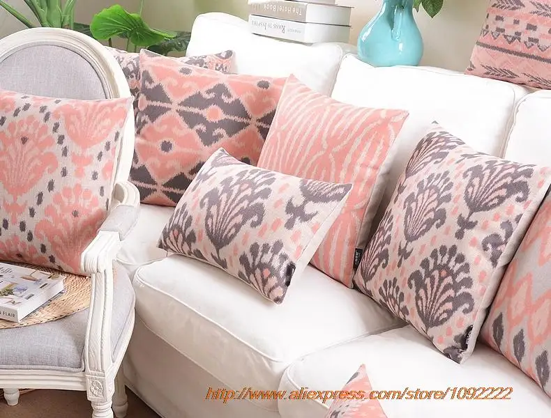 Nordic Decorative Pillows Pink Geometric Cushion Cover Home Decor Boho Throw Linen Pillowcase for Sofa Couch | Дом и сад