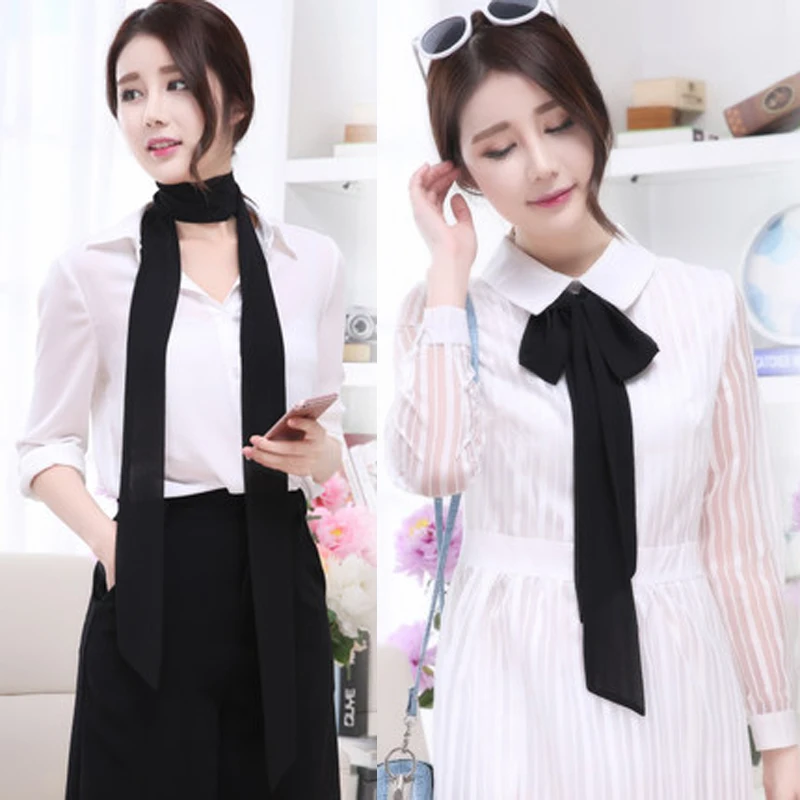 Модный длинный узкий шарф женские шарфы стильный весенний шифоновый галстук