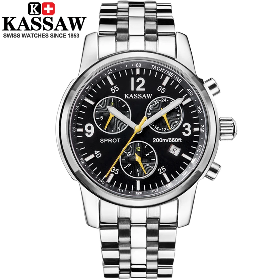 Kassaw top brand скелет механические мужские часы 2016 роскошные армия моды случайные