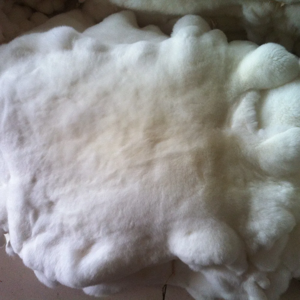 Тарелки из натурального кроличьего меха Рекс/Настоящие белые меховые накладки