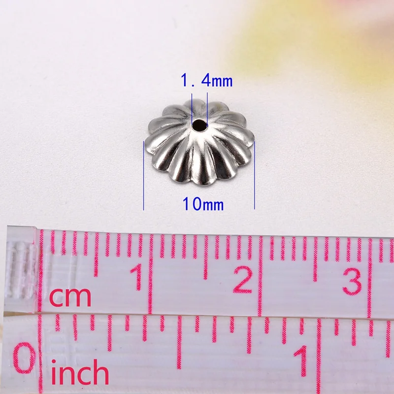 10mm 50pcs 50 шт., нержавеющая сталь, цветы, бусины, колпачки для ювелирных изделий и компоненты, полые колпачки, подходят для DIY аксессуаров, ювелирных изделий - Цвет: 10mm 50pcs