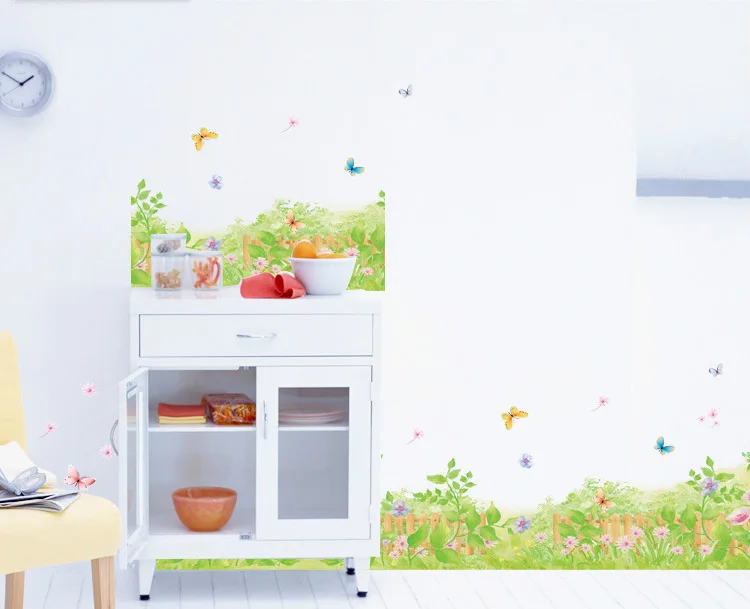 Cartoon Rabbit Flowers Butterfly Wall Art Mural Border Sticker Skirting Line Decor Poster Graphic Boys Girls Room | Дом и сад