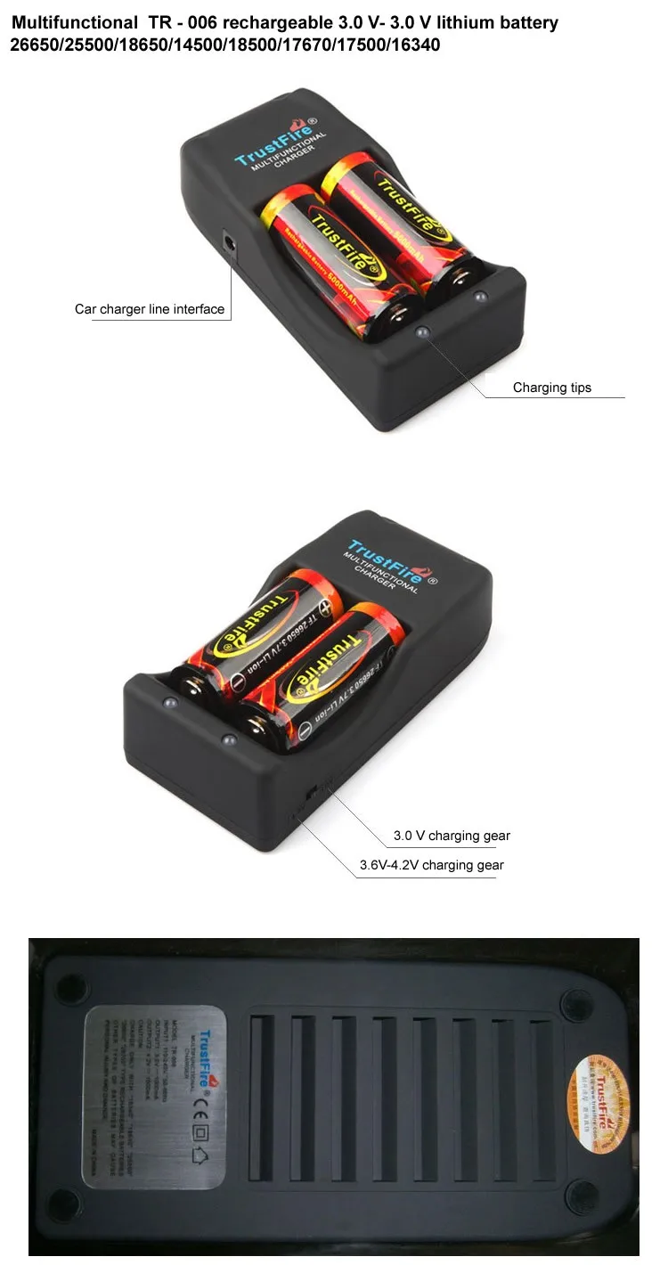 Многофункциональный TrustFire TR-006 Зарядное устройство для TR006 Li-Ion 4,2 V-3,0 V Батарея 26650 25500 26700 18650 16340 10440