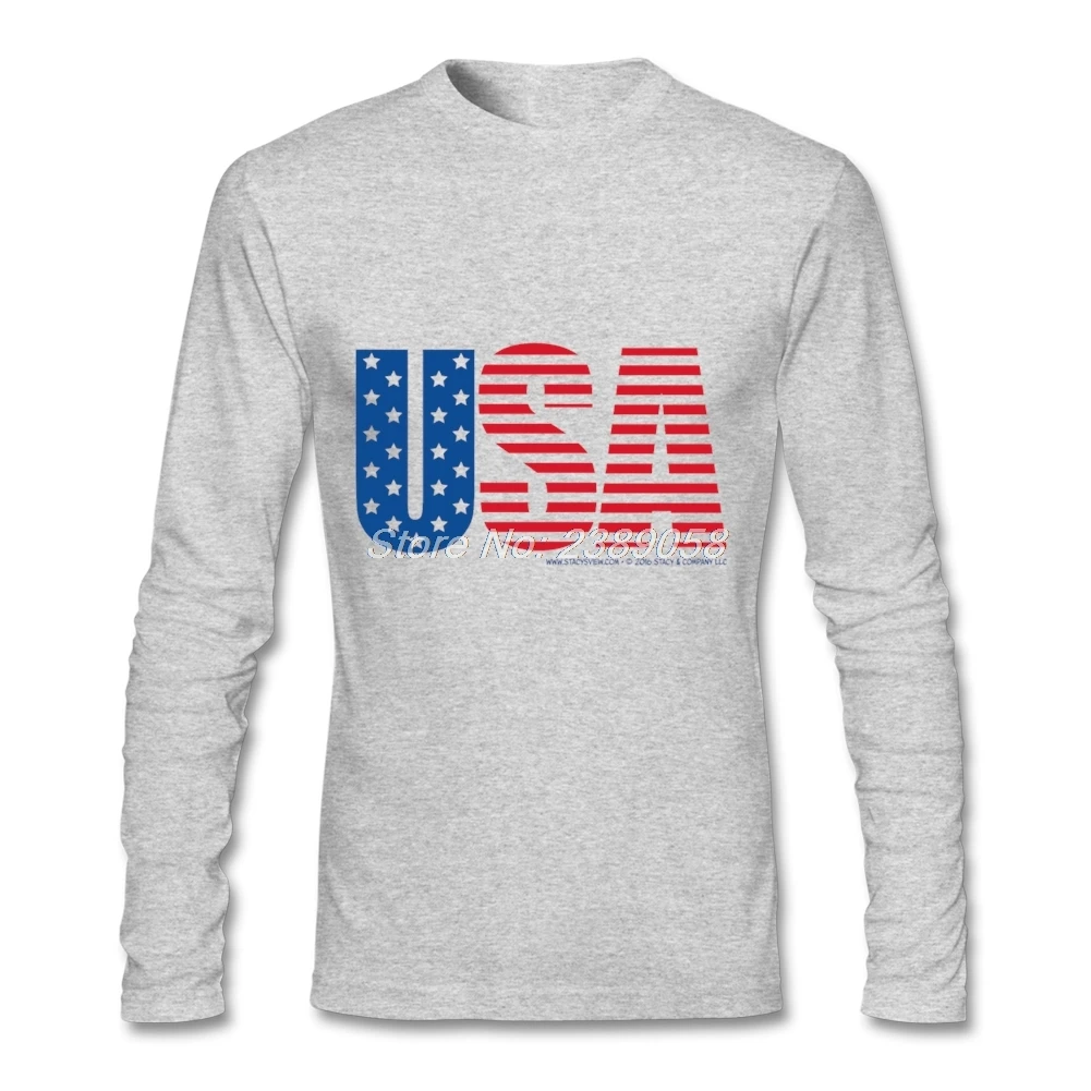 Мужская футболка с длинным рукавом и принтом американского флага популярная