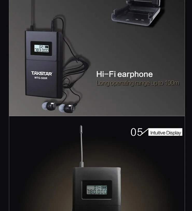 Высокое качество Takstar WTG500 UHF PLL Беспроводная система гида голосовое устройство учебные наушники передатчик+ приемник+ микрофон+ наушники