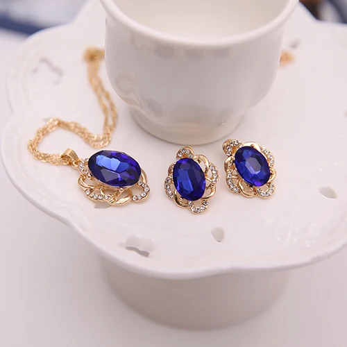 Для женщин Мода Hollow горный хрусталь кулон Цепочки и ожерелья уха Серьги-гвоздики