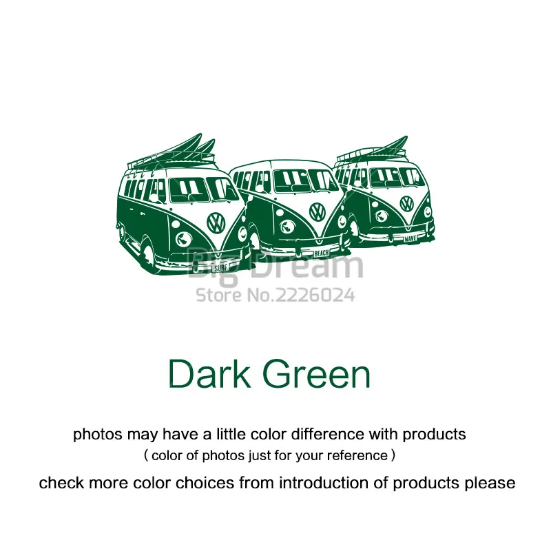 Dark Green Художественный дизайн наклейки на стену 3 Volkswagen Surf Vans домашний декор DIY автомобильные настенные наклейки для украшения дома Фреска - Цвет: Dark Green