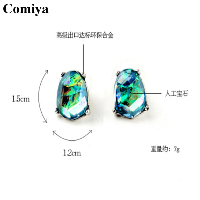 Дизайнерские сережки гвоздики в виде зеленых кристаллов бренд Comiya|brand stud earrings|stud