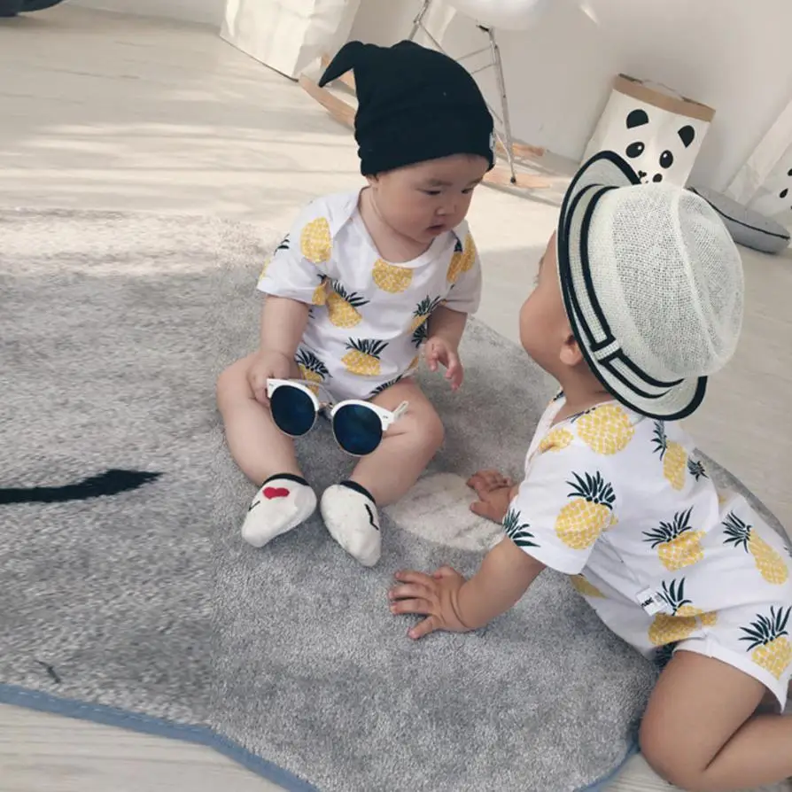 От 0 до 2 лет 2017 г. модная летняя детская одежда белого цвета Милый хлопковый