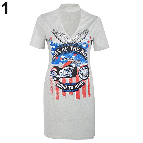 Пикантные повседневные женские Орел двигателя Письмо печати вырез Street свободная