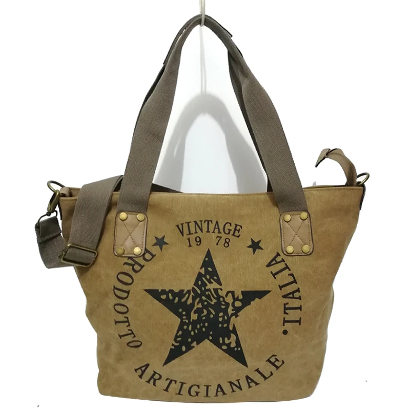 Винтажные холщовые сумки на плечо Meloke с принтом большой звезды