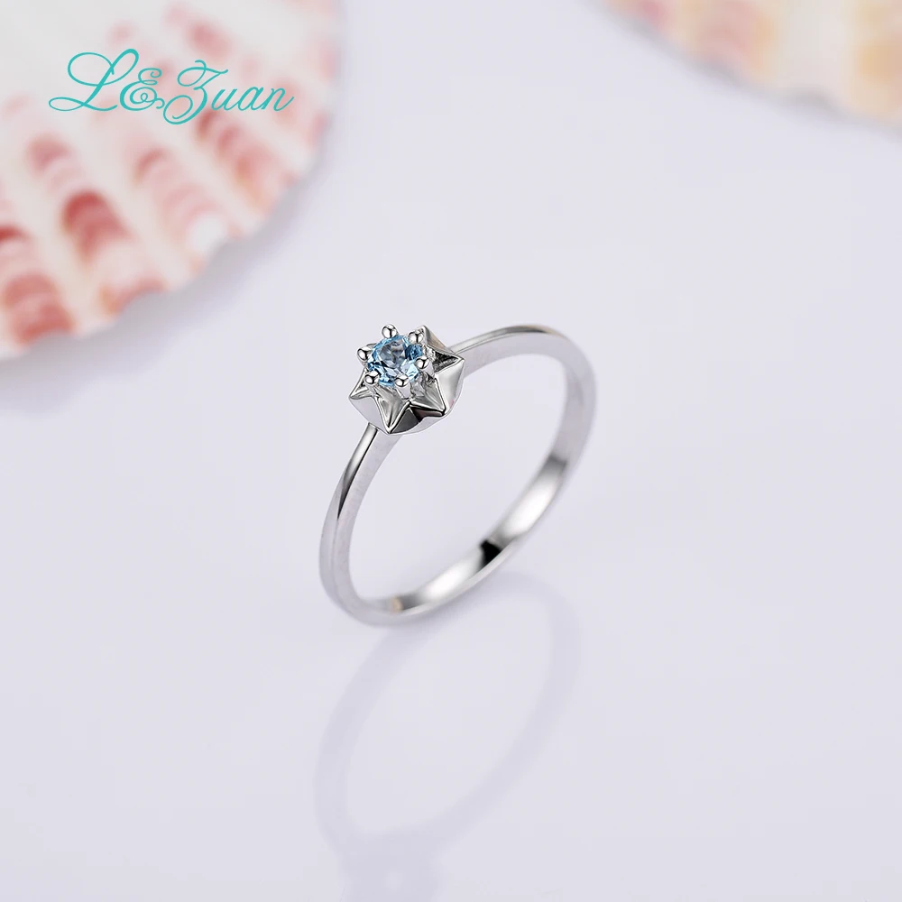 Женское кольцо со звездой I & zuan из серебра 925 пробы с голубым топазом 0 145ct