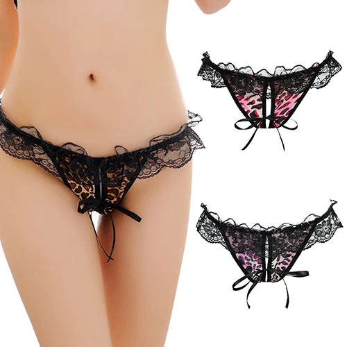 Women Sexy Lace Thongs G-String Leopard Printed Underwear Briefs Panties |