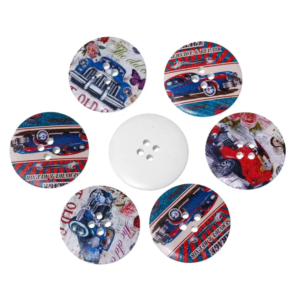 DoreenBeads деревянные Швейные Кнопки Скрапбукинг круглые в случайном порядке четыре