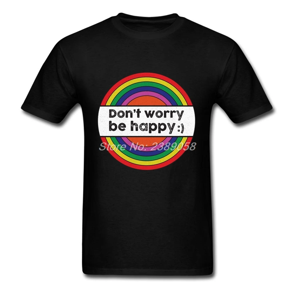Популярная мужская футболка с принтом Don't Worry хлопковая коротким рукавом