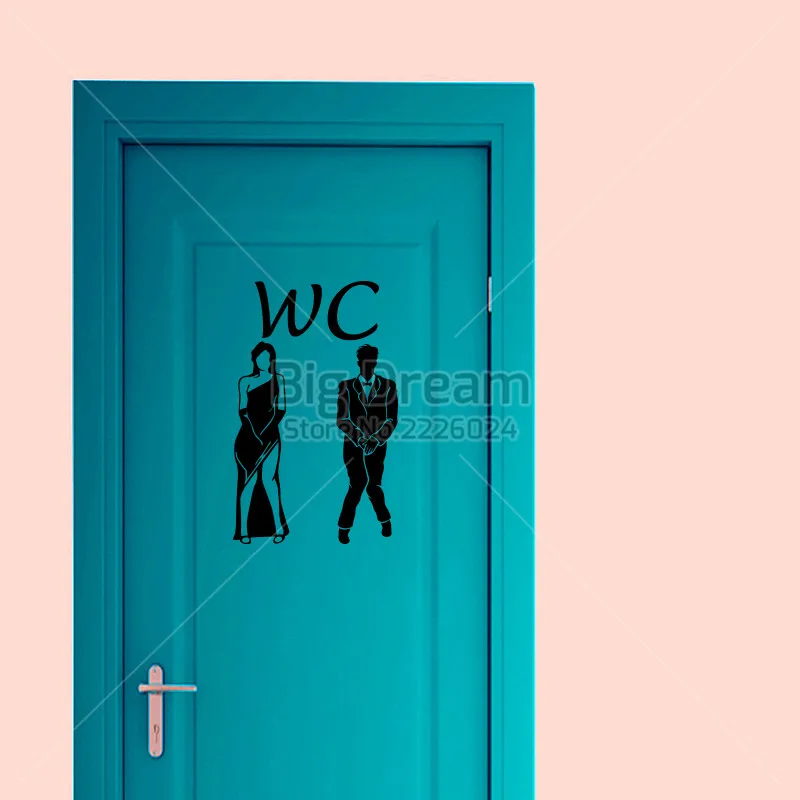 

New Creative Door Decoration Toilet Sticker Funny Bathroom Wall Decals Home Decor Free Shipping