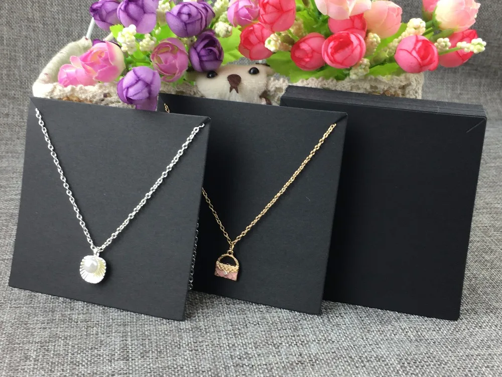 200 шт./лот 10*10 см карточки для ювелирных изделий ожерелья черная бумага картон из