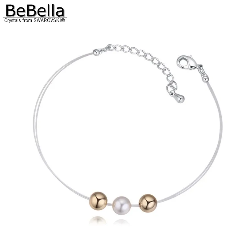 BeBella браслет с круглыми жемчужинами веревочной цепочкой сделанный элементами