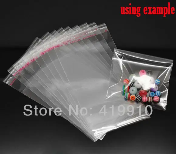 shipping-200Pcs, прозрачные Самоклеющиеся пластиковые пакеты, бусины, упаковка для ювелирных изделий, подарков, 11x6 см, M0921
