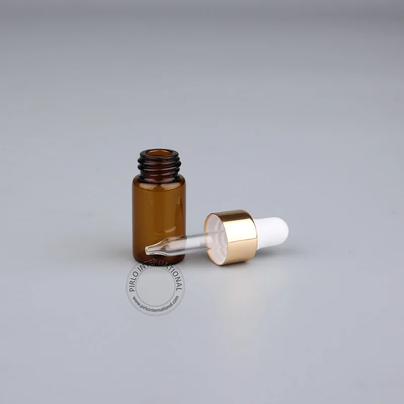 50 шт./лот 3 мл Янтарный стеклянный флакон с пипеткой баночки косметический мини