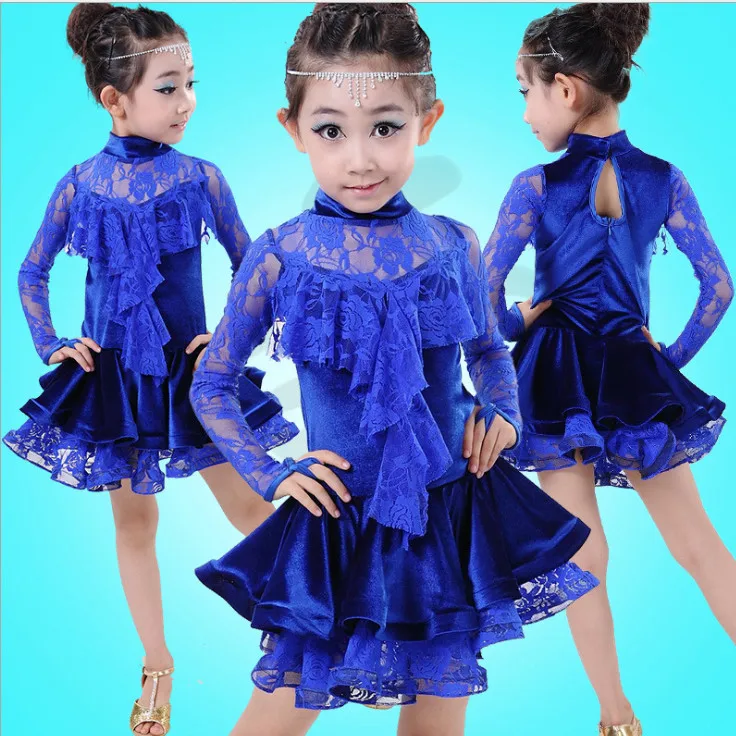 Платье для латиноамериканских танцев для девочек, кружевной топ и юбка, танцевальная одежда, детские костюмы для латиноамериканских танцев... от AliExpress WW
